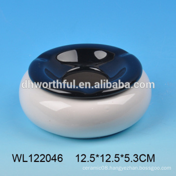 Fashionable ceramic cigar ashtray in round shape